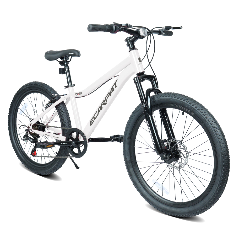 Mountain Biking Youth - 24インチ ユースマウンテンバイク 7段変速＆フロントサスペンション搭載、耐久性のあるスチールフレーム、合金リム＆ディスクブレーキ、男の子と女の子向け、複数カラー